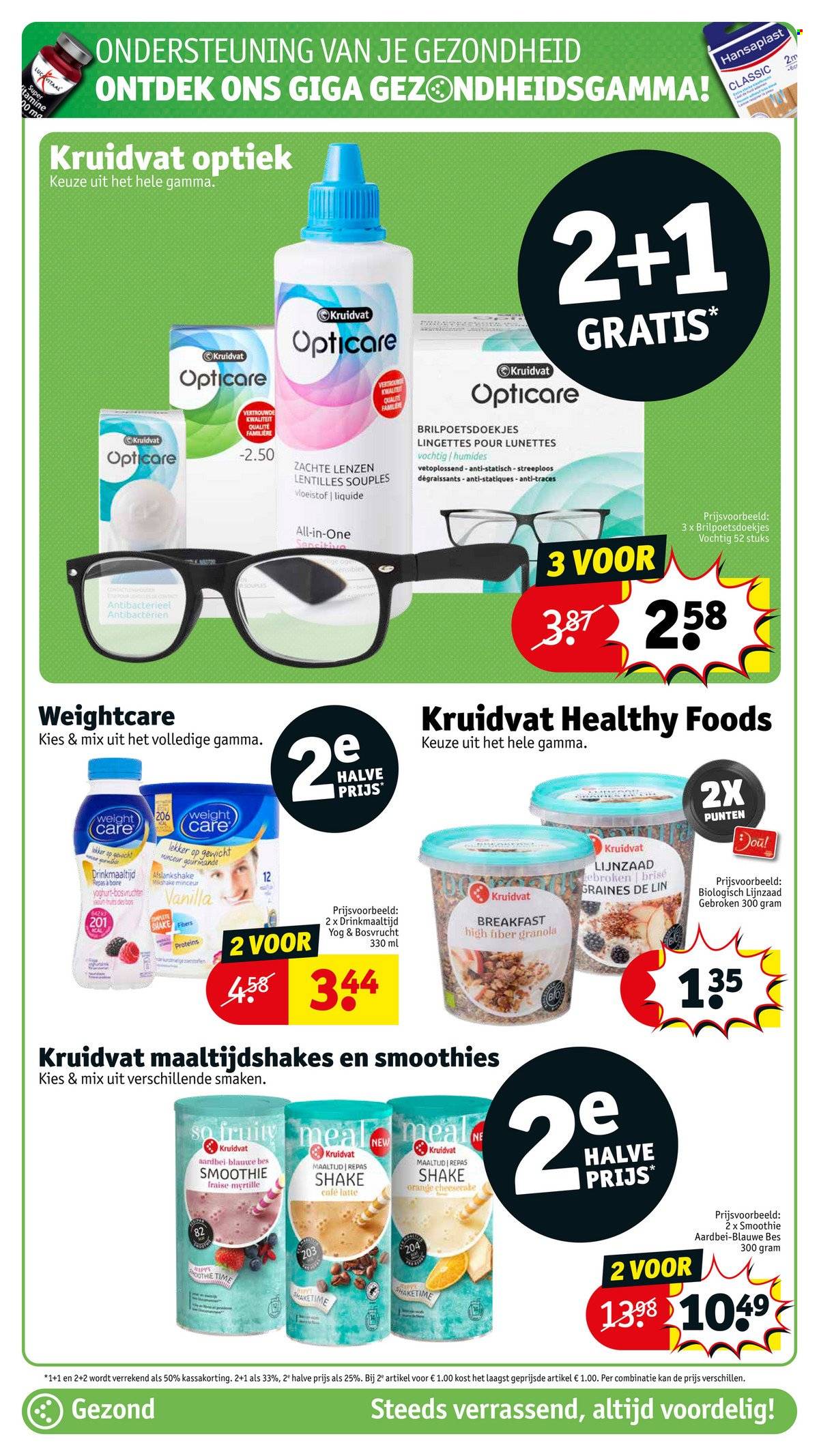 Catalogue Kruidvat - 10.5.2022 - 22.5.2022 - Produits soldés - Granola, smoothie, lingettes, lunettes. Page 40.