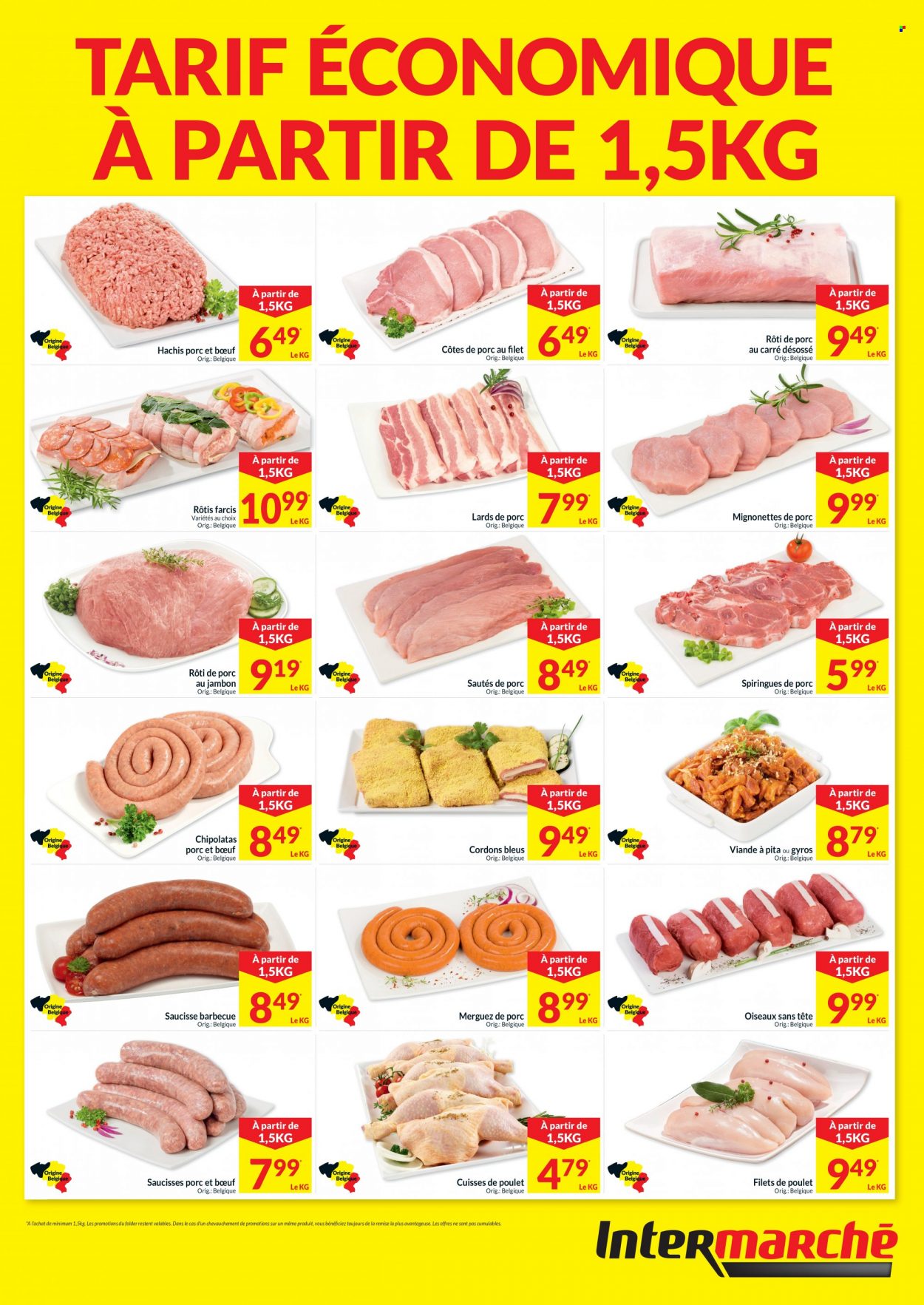 thumbnail - Catalogue Intermarché - 01/01/2024 - 30/06/2024 - Produits soldés - côtes de porc, rôti de porc, viande de porc, viande, filet de poulet, cuisses de poulet, viande de poulet, cordon bleu, merguez, chipolata. Page 1.