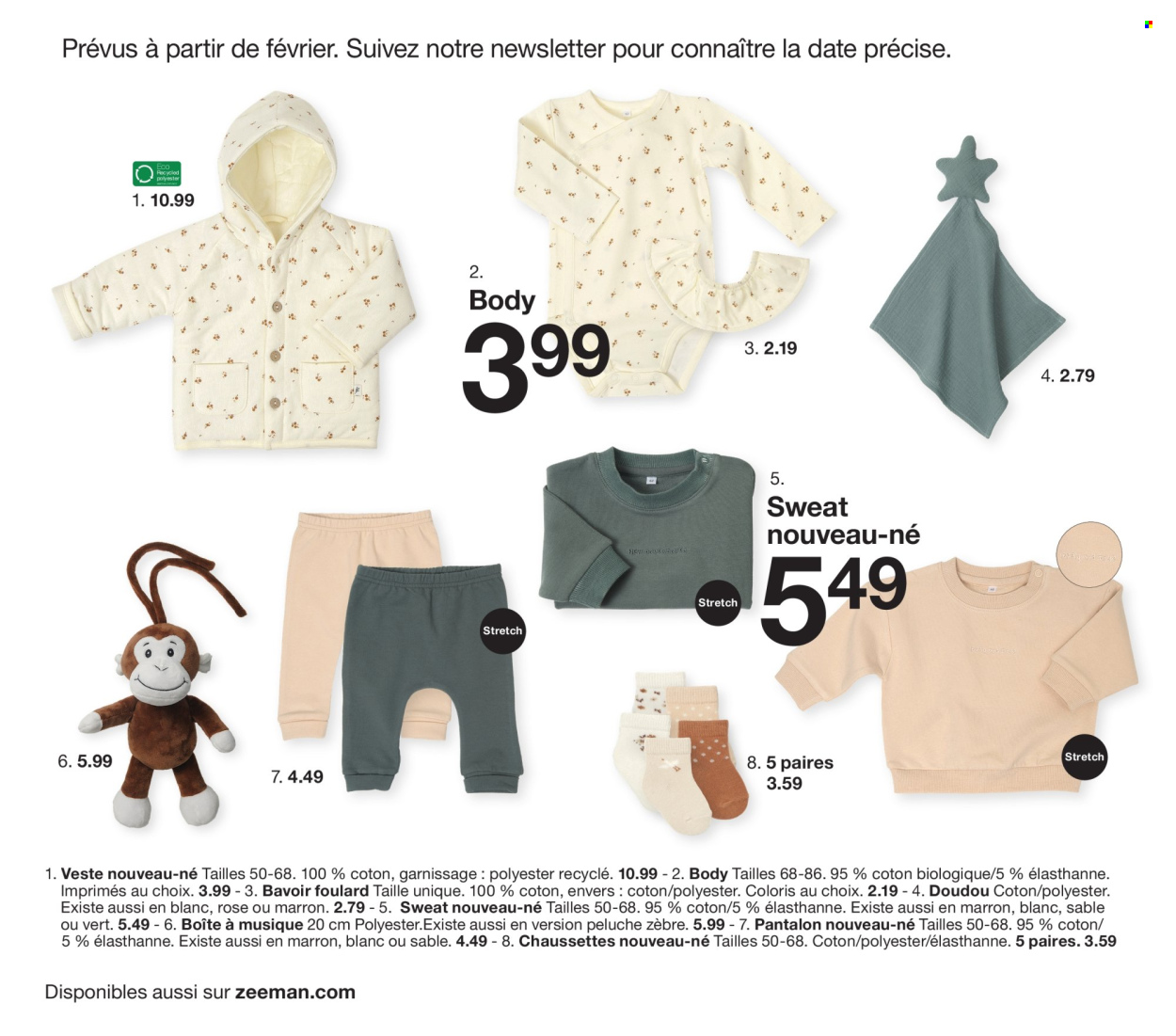thumbnail - Catalogue Zeeman - 01/02/2024 - 31/07/2024 - Produits soldés - veste, pantalon, sweat-shirt, body, chaussettes, foulard, bavoir. Page 6.