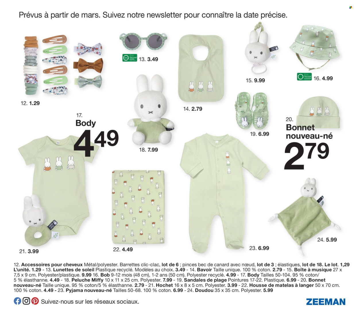 thumbnail - Catalogue Zeeman - 01/02/2024 - 31/07/2024 - Produits soldés - sandales, pyjama, body, lunettes, lunettes de soleil, bavoir, Matelas À Langer. Page 9.