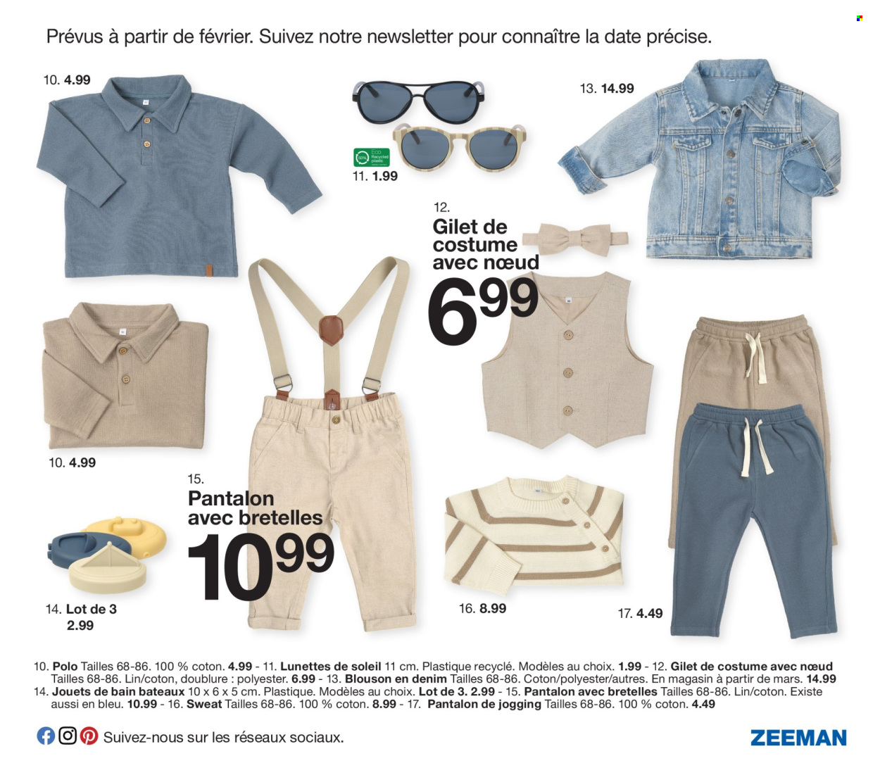 thumbnail - Catalogue Zeeman - 01/02/2024 - 31/07/2024 - Produits soldés - blouson, pantalon, costume, gilet, sweat-shirt, lunettes, lunettes de soleil. Page 19.
