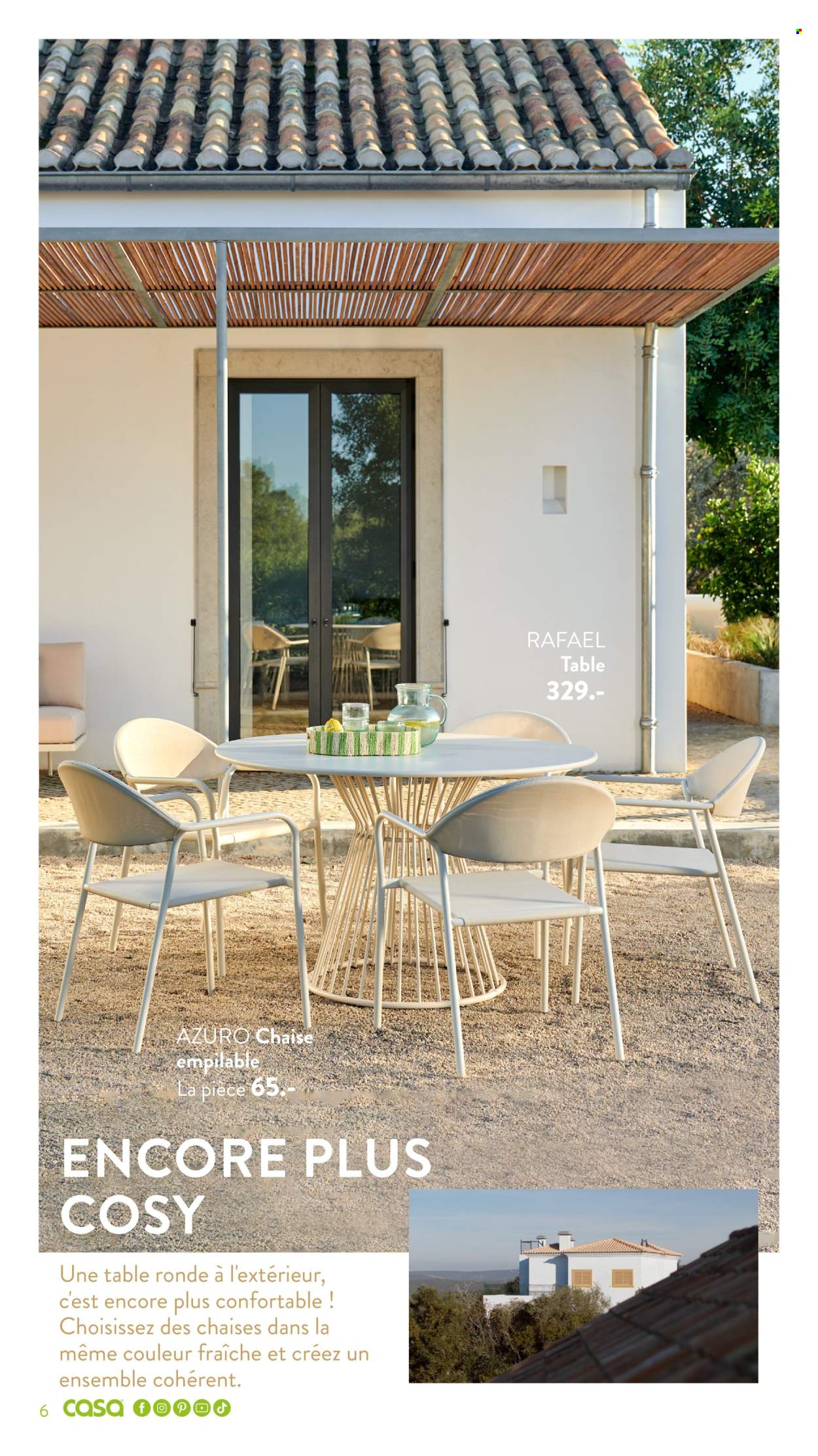 thumbnail - Catalogue CASA - 29/02/2024 - 25/09/2024 - Produits soldés - chaise, table ronde, chaise empilable. Page 6.