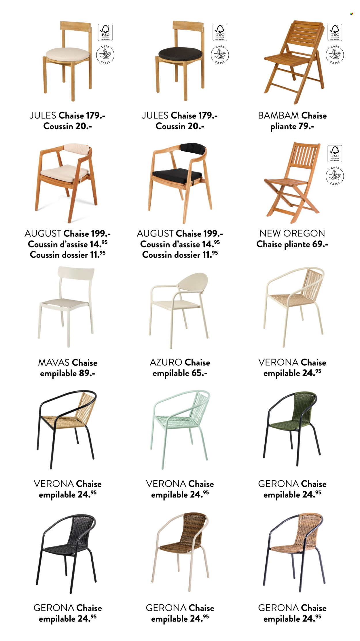 thumbnail - Catalogue CASA - 29/02/2024 - 25/09/2024 - Produits soldés - chaise, chaise pliante, chaise empilable. Page 17.