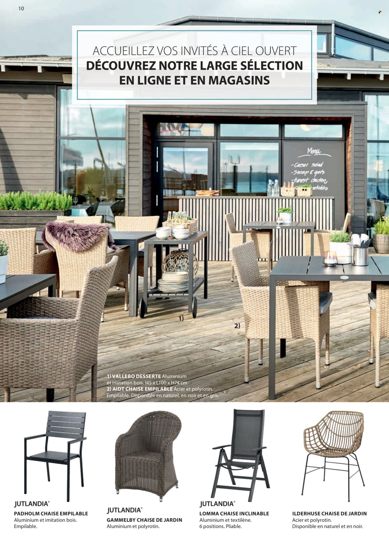 thumbnail - Catalogue JYSK - Produits soldés - desserte, chaise, chaise empilable, chaise inclinable. Page 11.