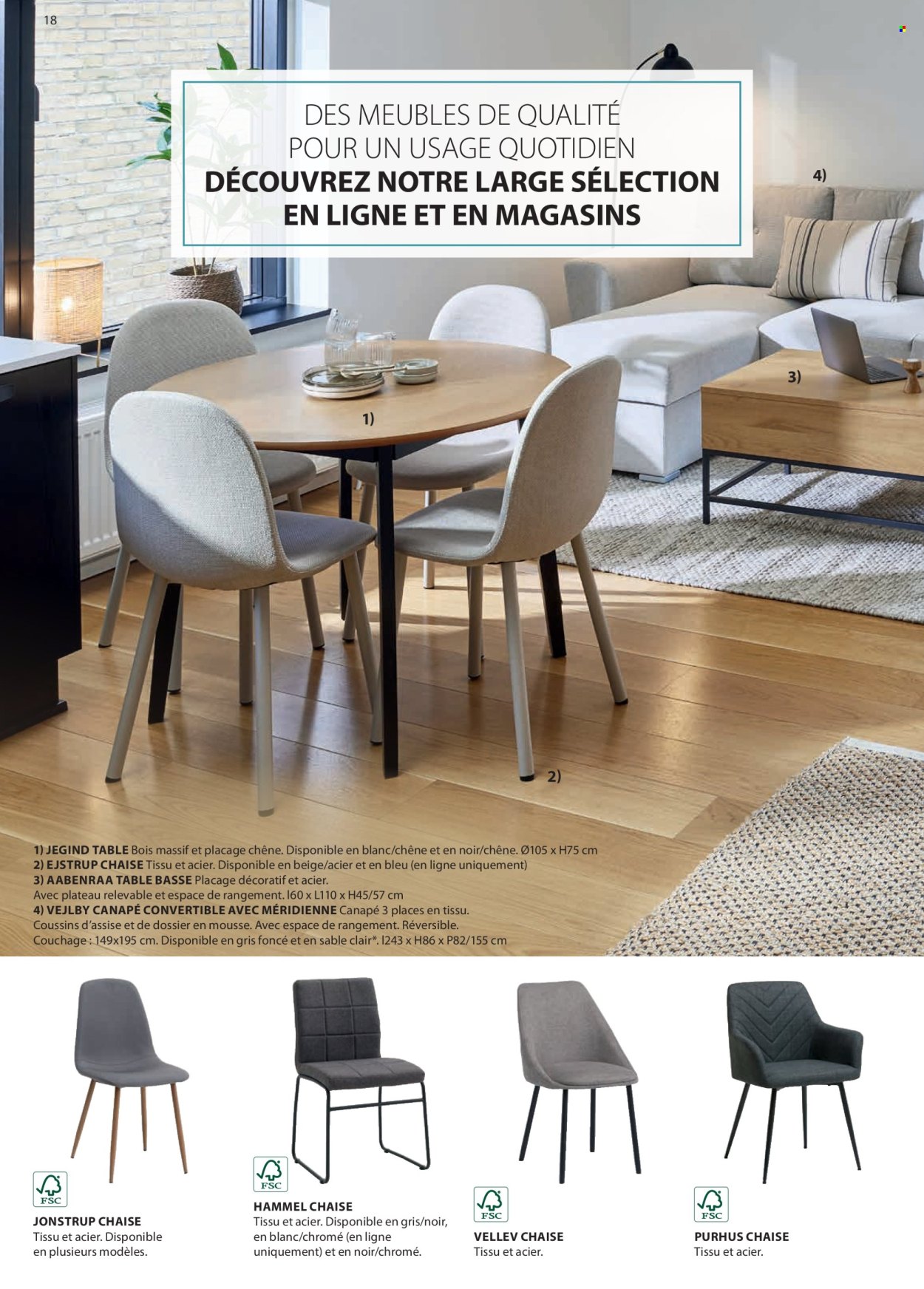 thumbnail - Catalogue JYSK - Produits soldés - table, canapé, canapé convertible, table basse, chaise. Page 19.