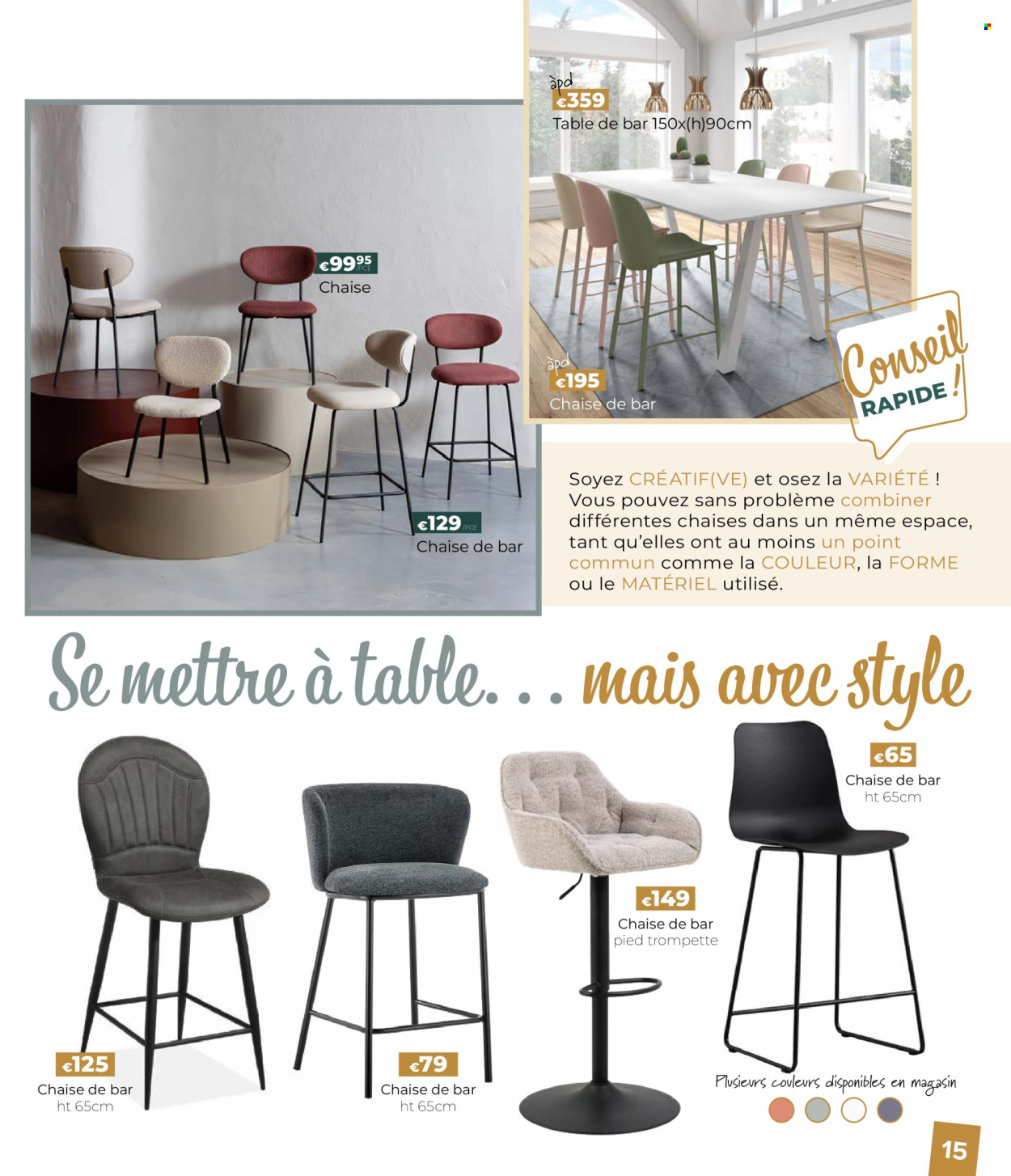 thumbnail - Catalogue Euro Shop - 14/03/2024 - 31/05/2024 - Produits soldés - chaise, chaise de bar. Page 15.