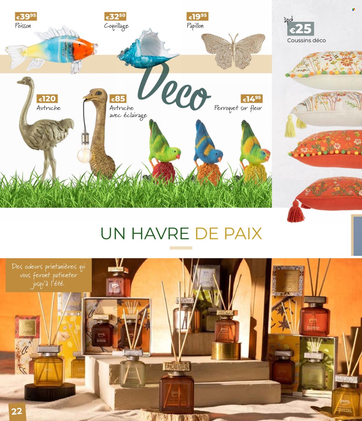 thumbnail - Catalogue Euro Shop - 14/03/2024 - 31/05/2024 - Produits soldés - coussin, fleur, papillon. Page 22.