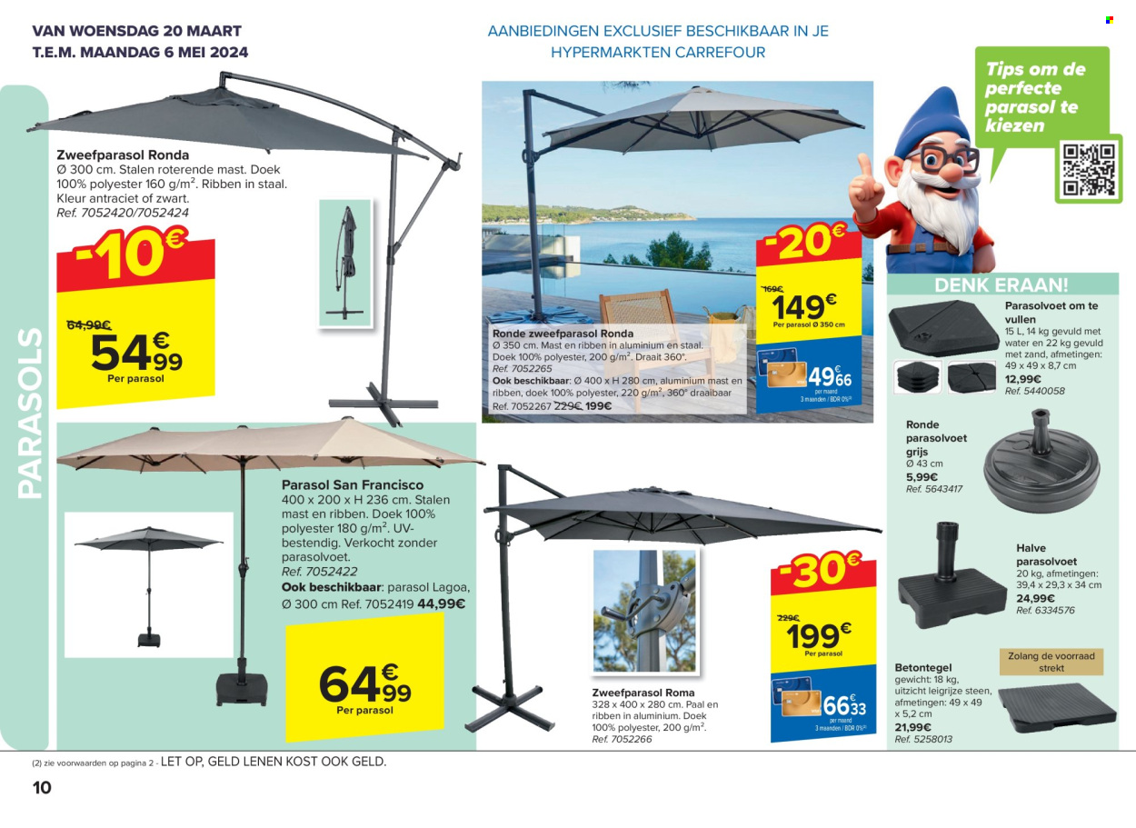 thumbnail - Catalogue Carrefour hypermarkt - 20/03/2024 - 06/05/2024 - Produits soldés - parasol. Page 10.