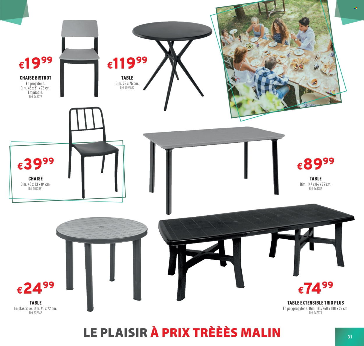 thumbnail - Catalogue Trafic - Produits soldés - table, table extensible, chaise. Page 31.