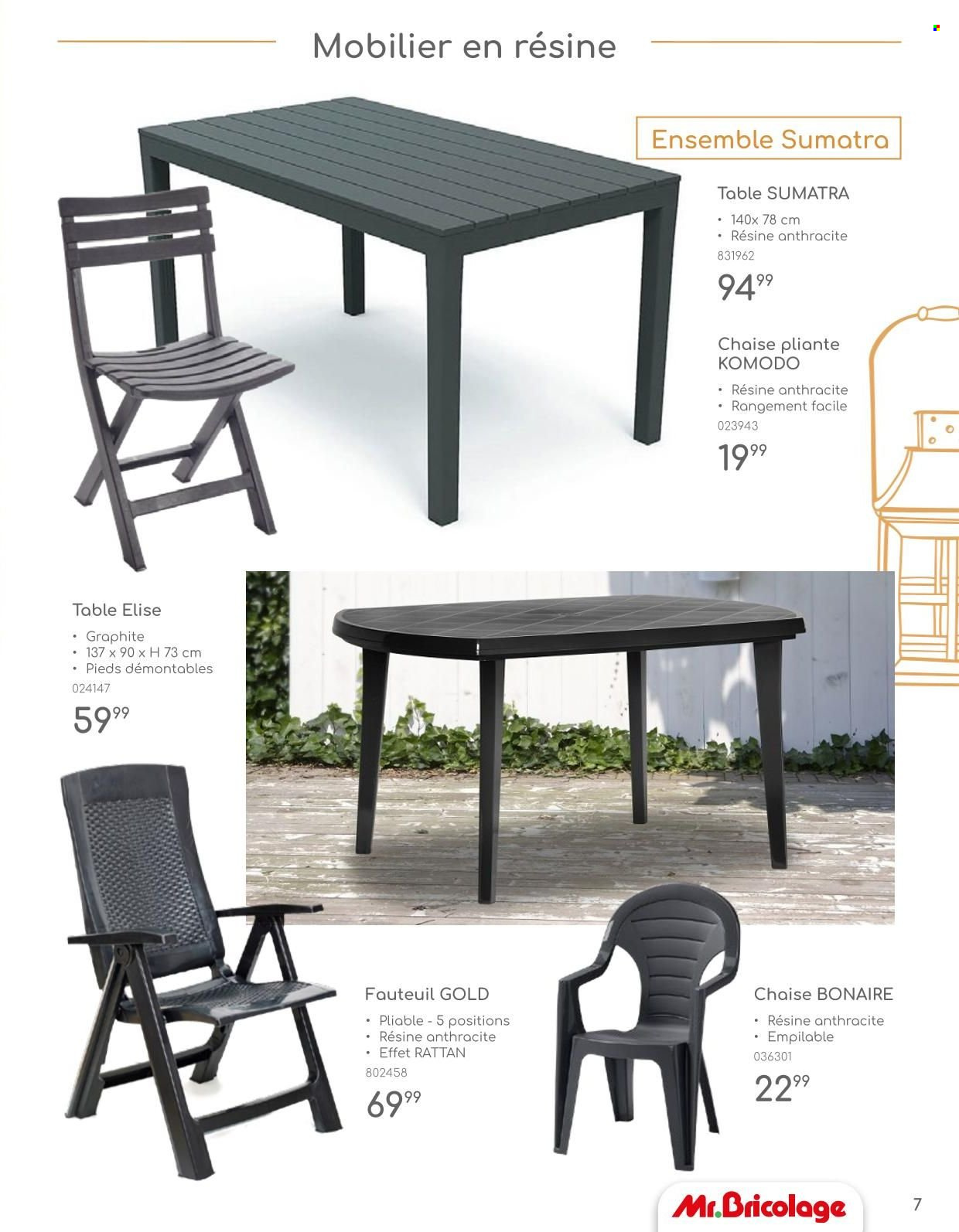 thumbnail - Catalogue Mr. Bricolage - Produits soldés - coffret, table, fauteuil, chaise, chaise pliante. Page 7.