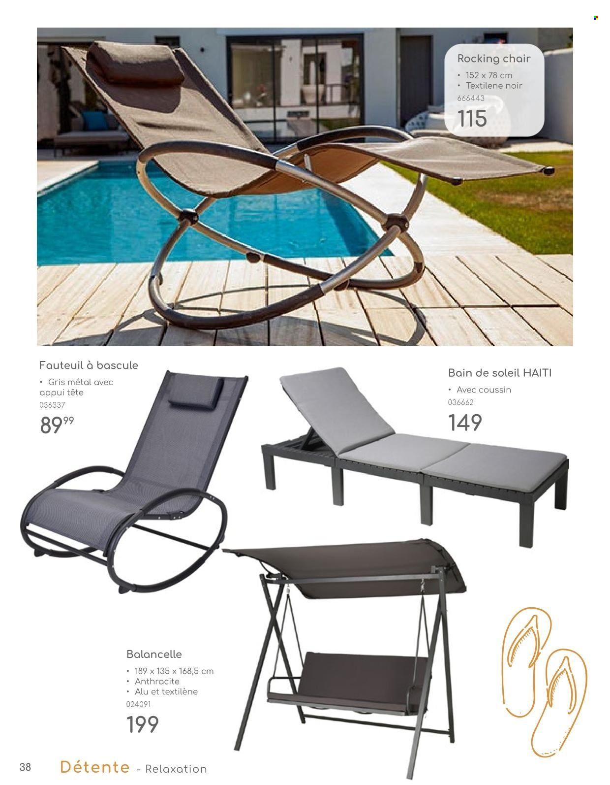 thumbnail - Catalogue Mr. Bricolage - Produits soldés - fauteuil, bain de soleil. Page 38.
