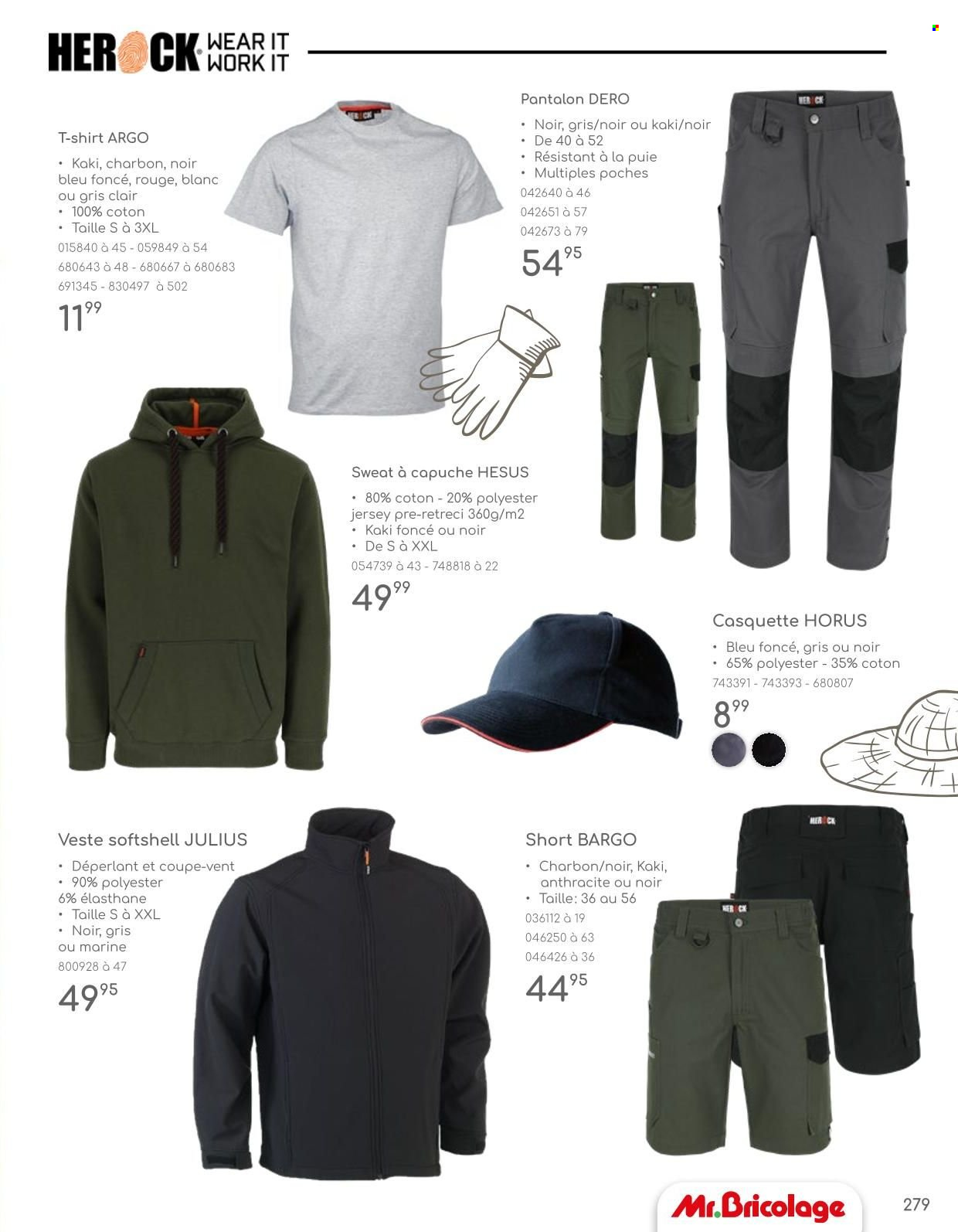 thumbnail - Catalogue Mr. Bricolage - Produits soldés - shorts, pantalon, t-shirt, sweat-shirt, casquette. Page 279.