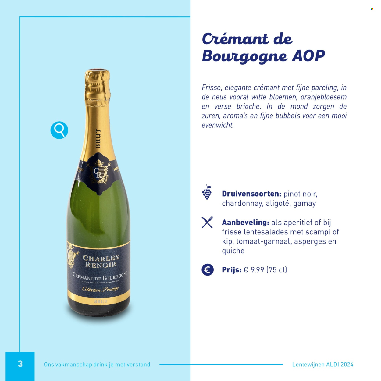 thumbnail - Catalogue ALDI - Produits soldés - asperge, brioche, quiche, vin, Crémant de Bourgogne, alcool, vin pétillant, bourgogne. Page 3.