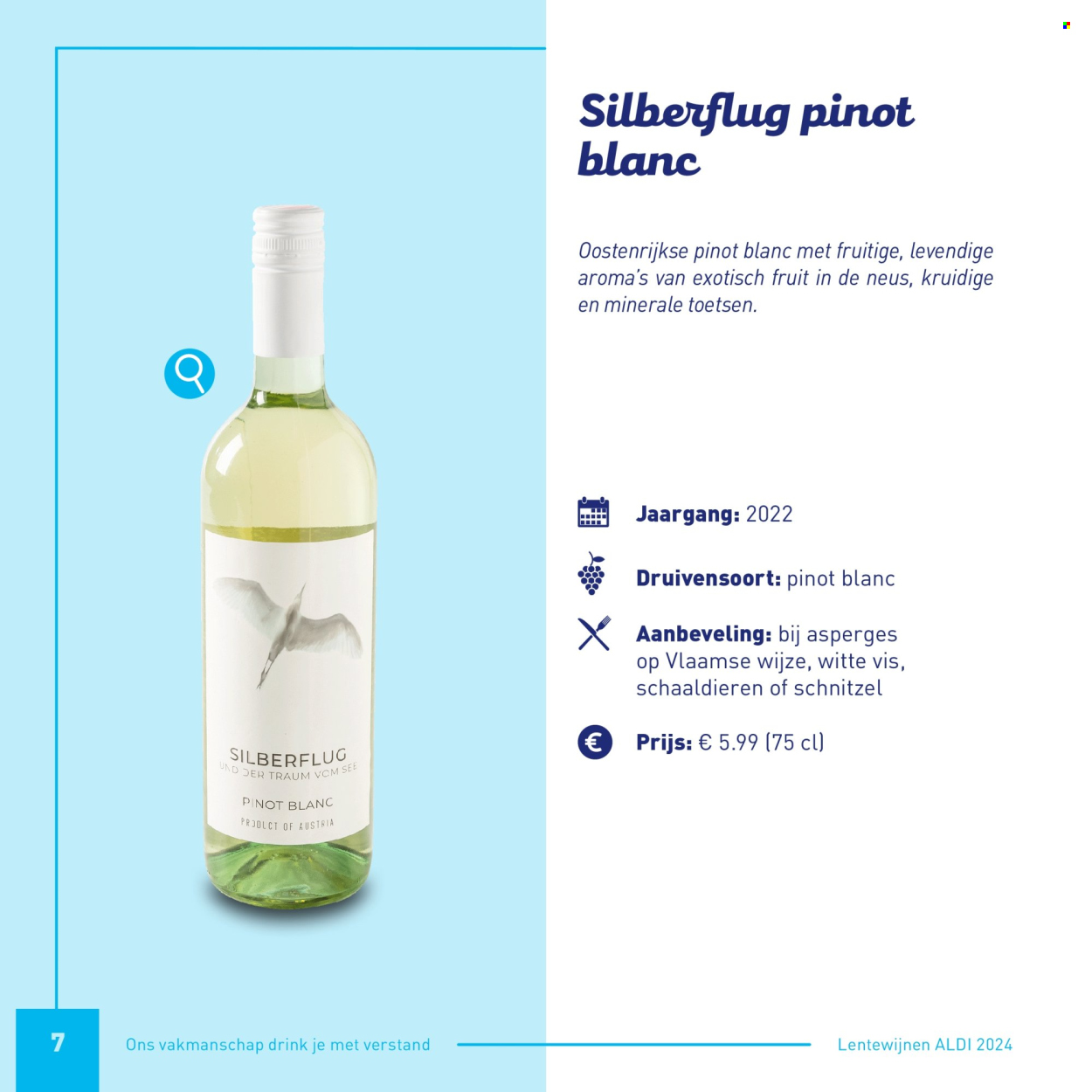 thumbnail - Catalogue ALDI - Produits soldés - asperge, vin blanc, alcool, Pinot Blanc. Page 7.