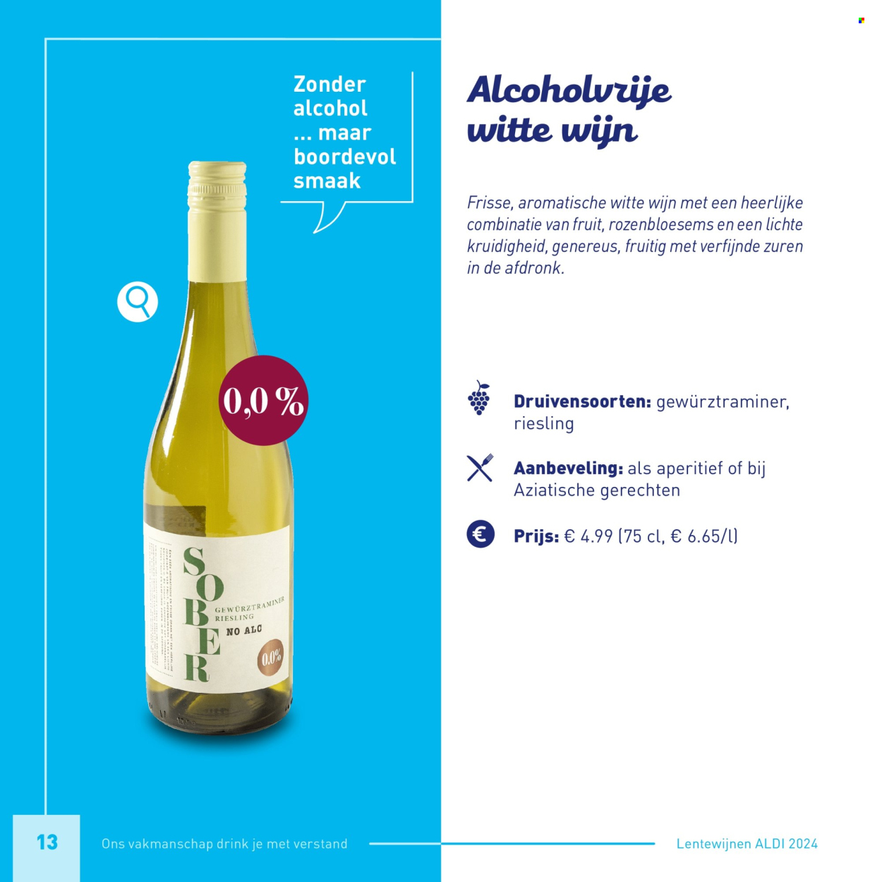 thumbnail - Catalogue ALDI - Produits soldés - vin blanc, alcool, Riesling. Page 13.