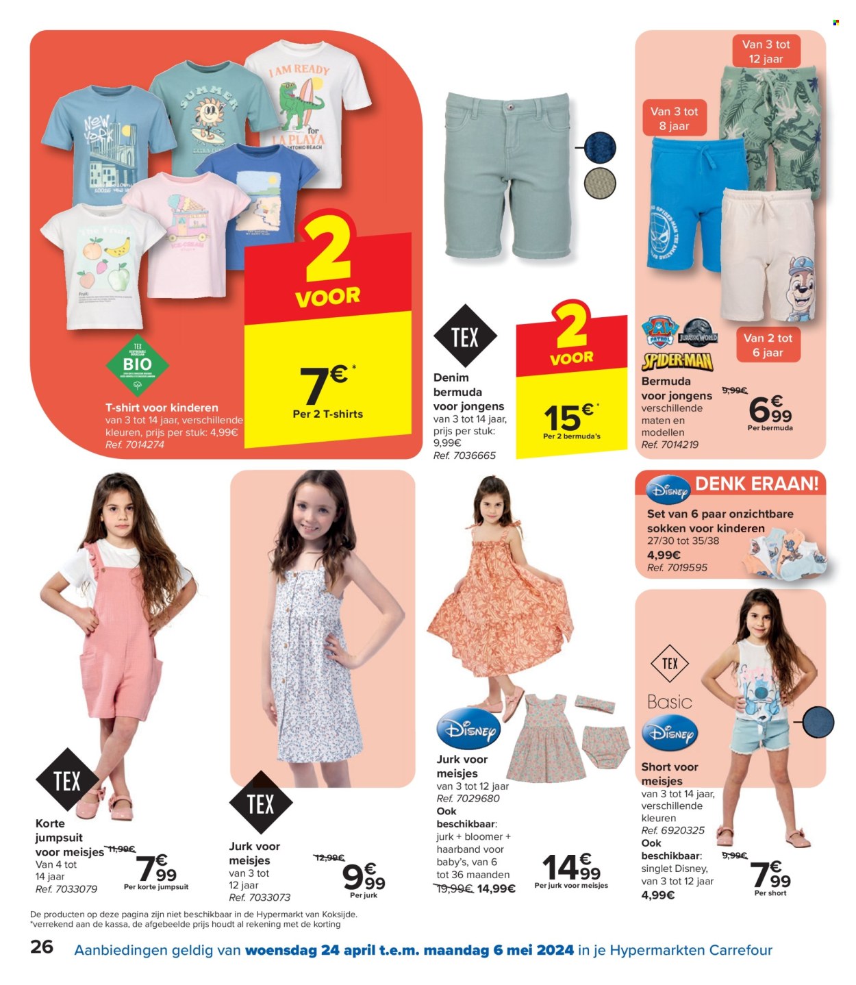 thumbnail - Catalogue Carrefour hypermarkt - 24/04/2024 - 06/05/2024 - Produits soldés - Disney, shorts, t-shirt. Page 26.