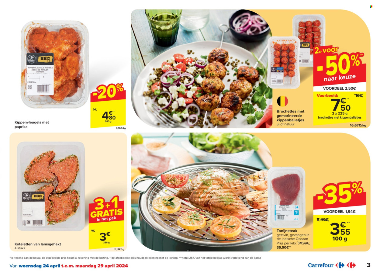 thumbnail - Catalogue Carrefour - 24/04/2024 - 06/05/2024 - Produits soldés - viande de poulet, ailes de poulet. Page 3.