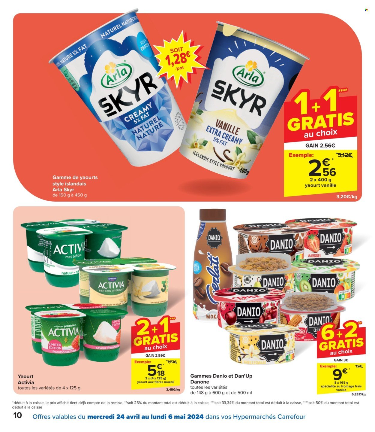 thumbnail - Catalogue Carrefour hypermarkt - 24/04/2024 - 06/05/2024 - Produits soldés - yaourt, Danone, skyr, müsli, Activia. Page 10.