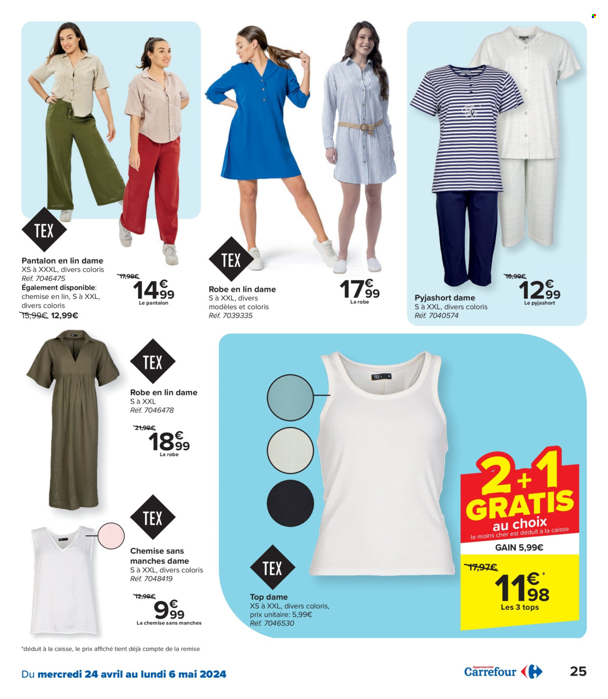 thumbnail - Catalogue Carrefour hypermarkt - 24/04/2024 - 06/05/2024 - Produits soldés - pantalon, robe, pyjama. Page 25.