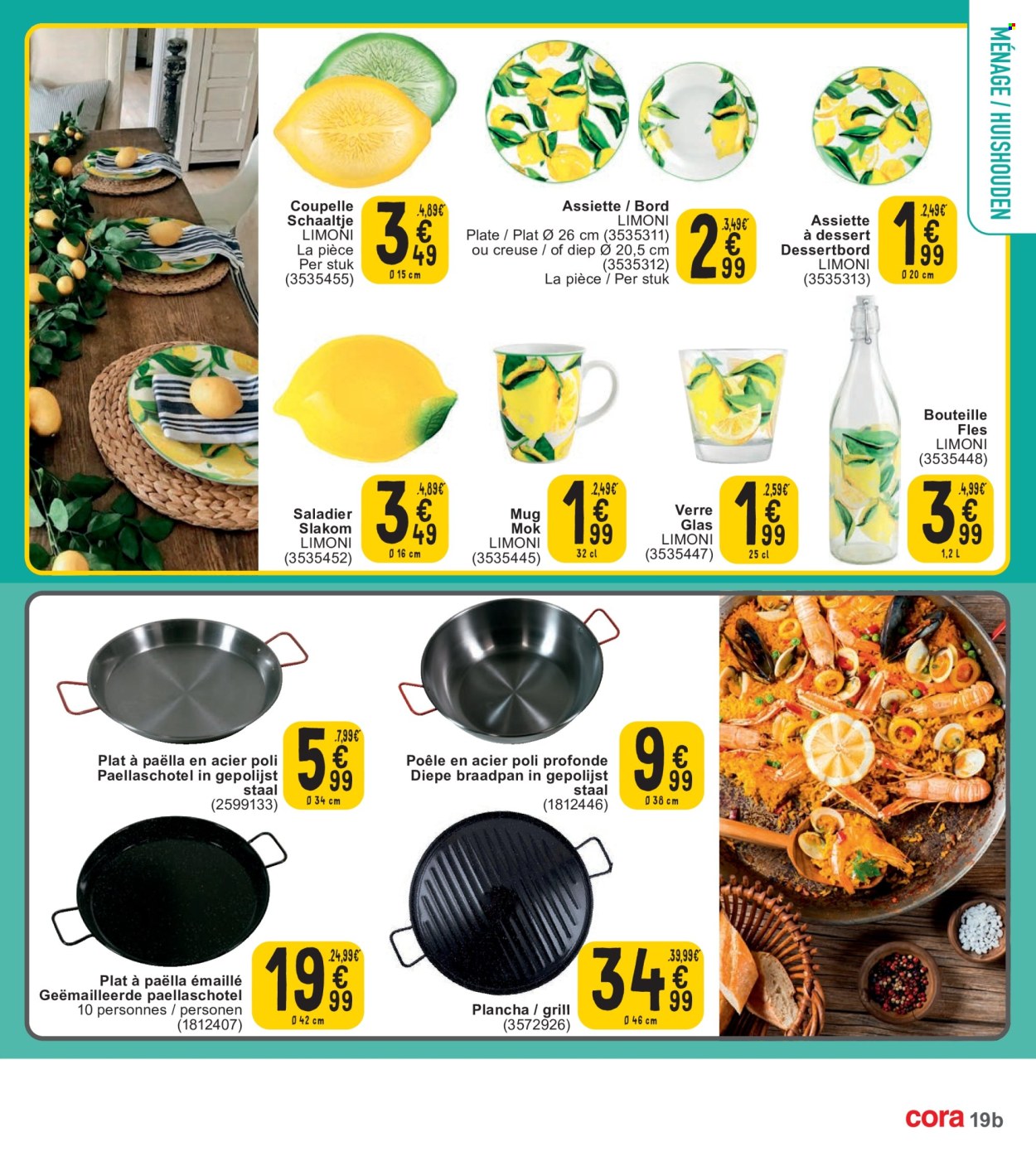 thumbnail - Catalogue Cora - 23/04/2024 - 06/05/2024 - Produits soldés - paella, plat cuisiné, assiette, mug, saladier, poêle, verre, coupelle, plancha. Page 19.