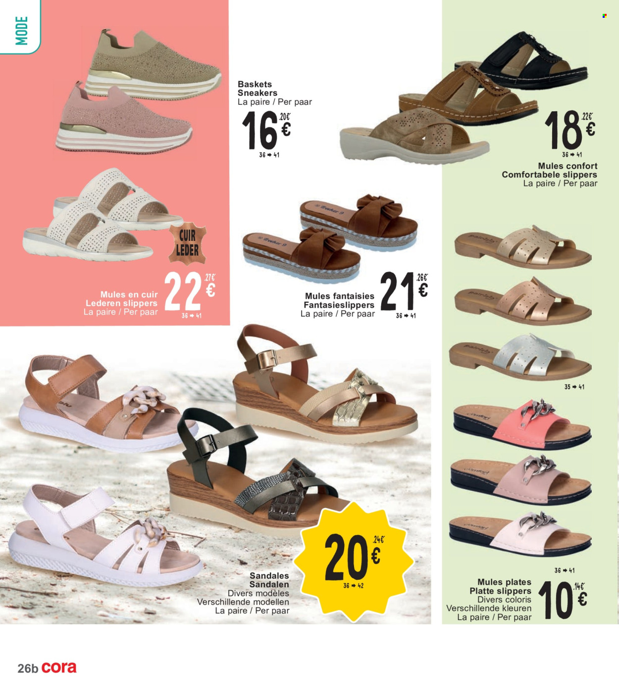 thumbnail - Catalogue Cora - 23/04/2024 - 06/05/2024 - Produits soldés - Sneakers, mules, sandales, basket. Page 26.