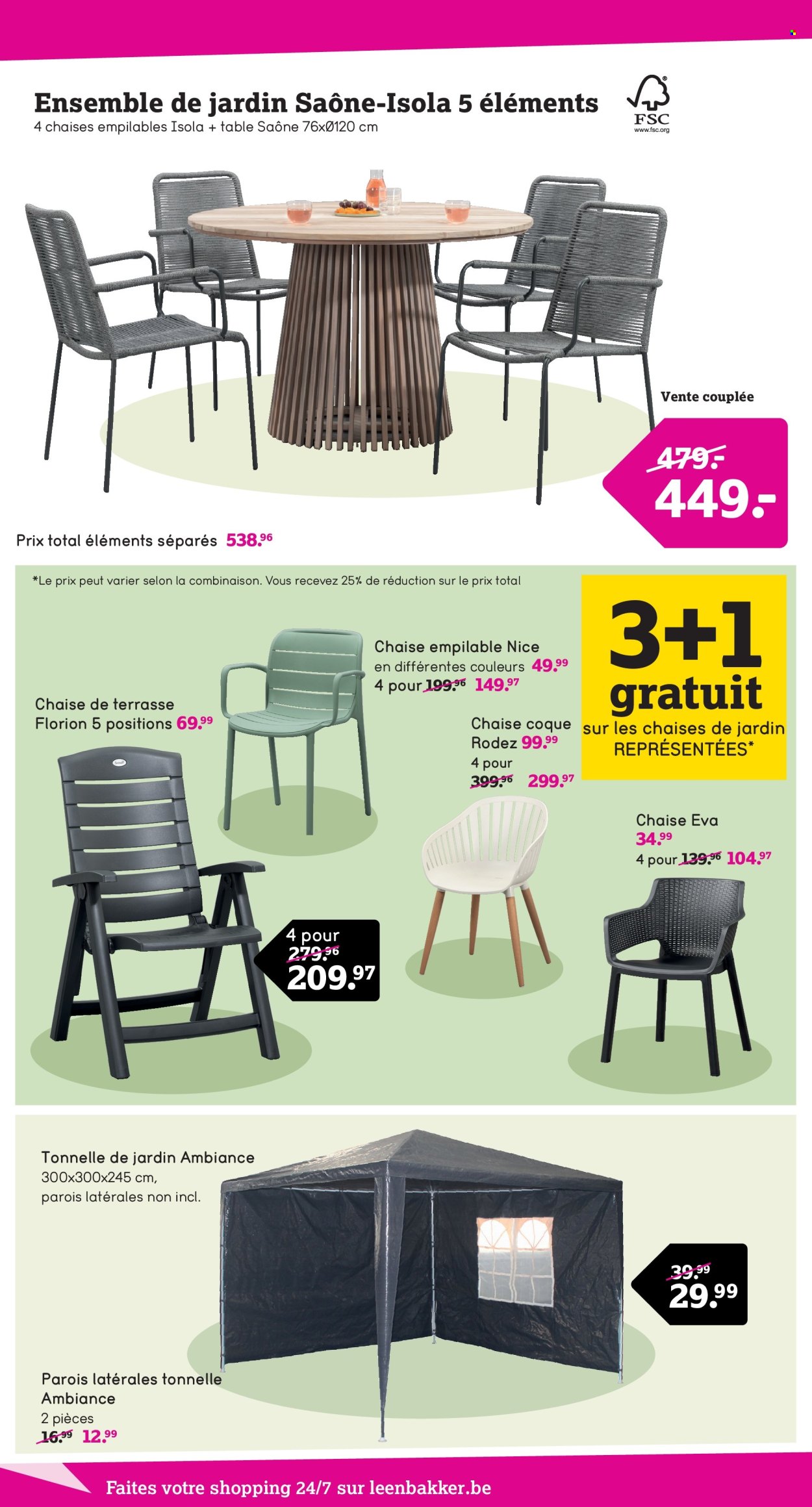 thumbnail - Catalogue Leen Bakker - 22/04/2024 - 05/05/2024 - Produits soldés - table, chaise empilable, tonnelle, tonnelle de jardin. Page 4.