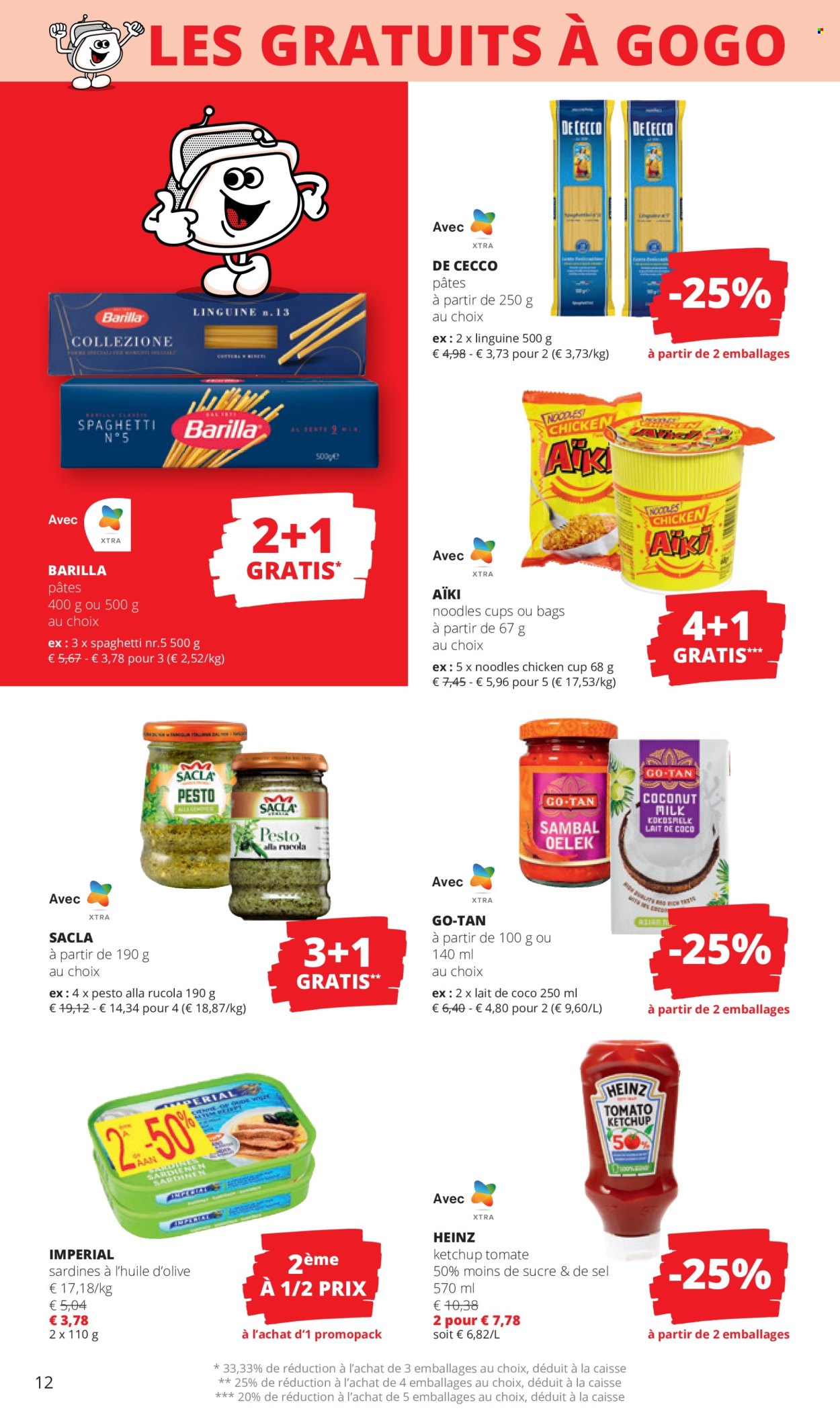thumbnail - Catalogue SPAR - 25/04/2024 - 08/05/2024 - Produits soldés - sardines, spaghetti, lait de coco, Barilla, Heinz, ketchup, pesto. Page 12.