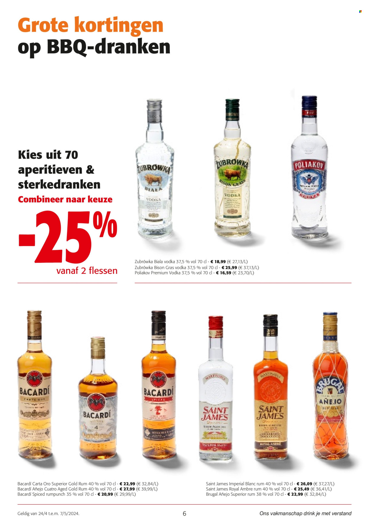 thumbnail - Catalogue Colruyt - 24/04/2024 - 07/05/2024 - Produits soldés - alcool, vodka, Poliakov, Amer. Page 6.