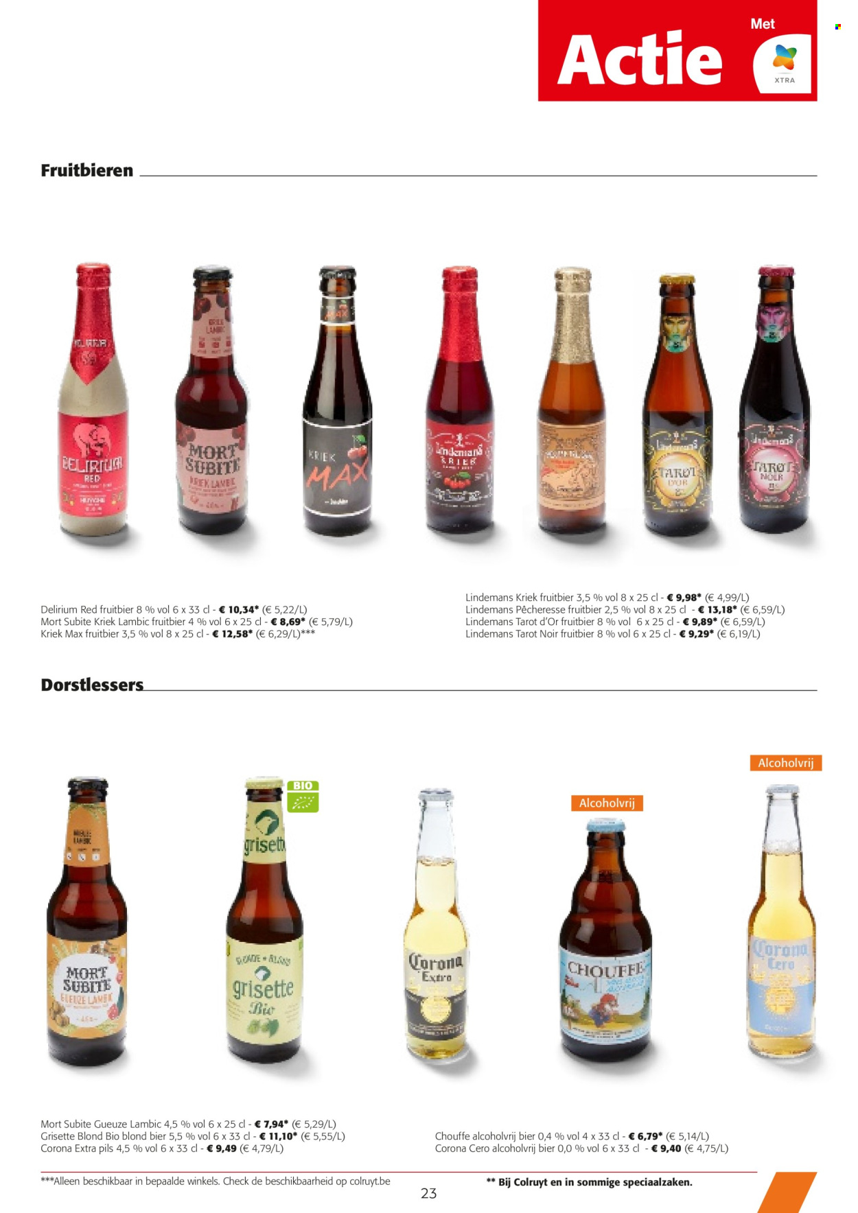 thumbnail - Catalogue Colruyt - 24/04/2024 - 07/05/2024 - Produits soldés - bière, Corona Extra. Page 23.