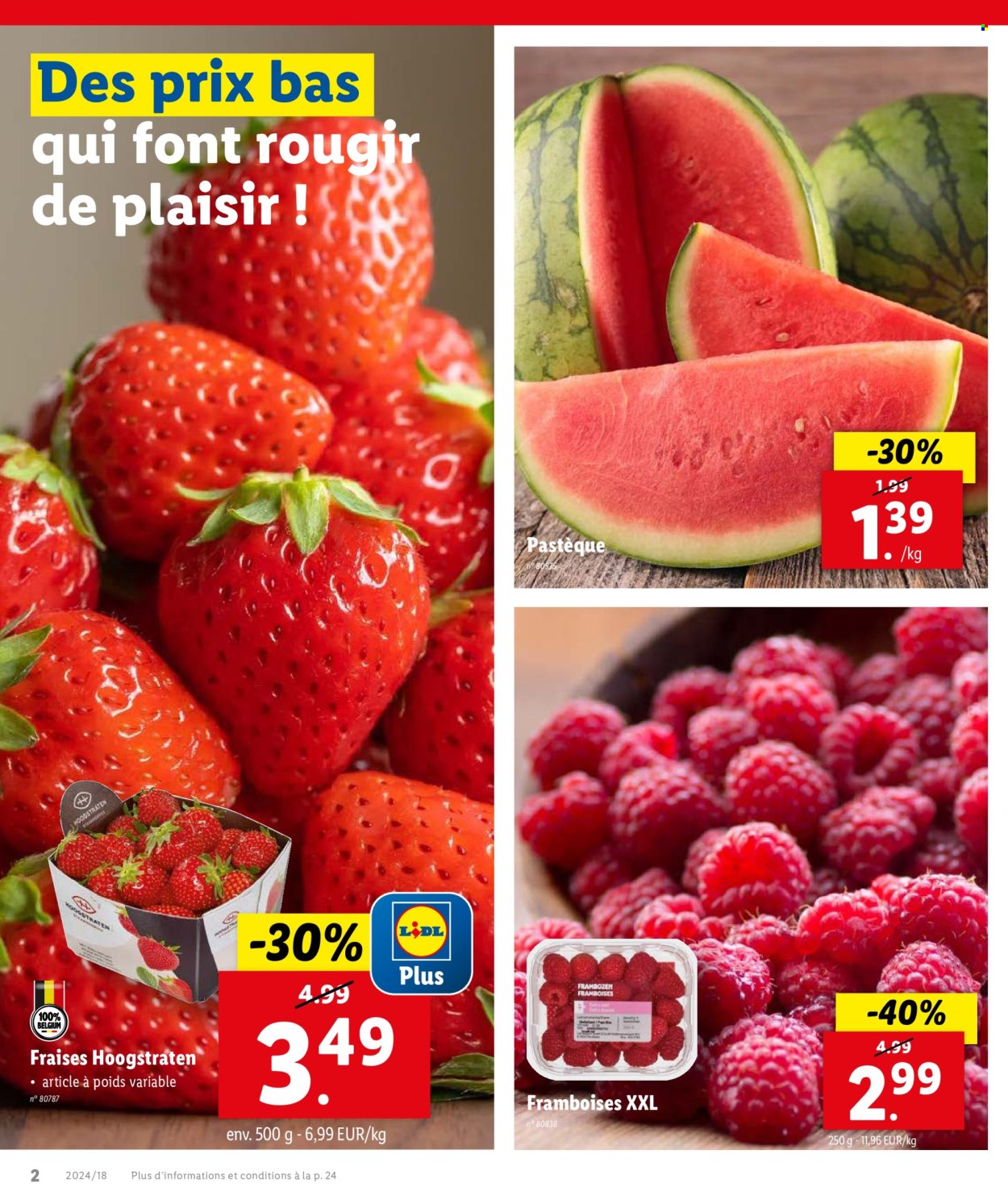 thumbnail - Catalogue Lidl - 02/05/2024 - 07/05/2024 - Produits soldés - pastèque, fraises, framboises. Page 2.