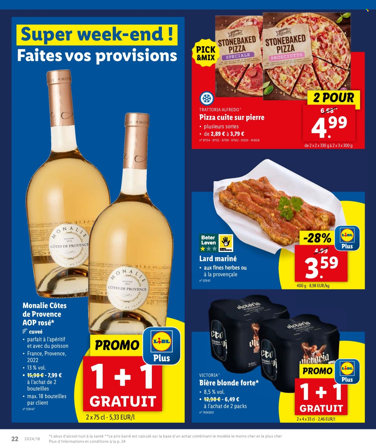 thumbnail - Catalogue Lidl - 02/05/2024 - 07/05/2024 - Produits soldés - poisson, lard, bacon, prosciutto, vin rosé, vin, alcool, bière, bière blonde. Page 32.