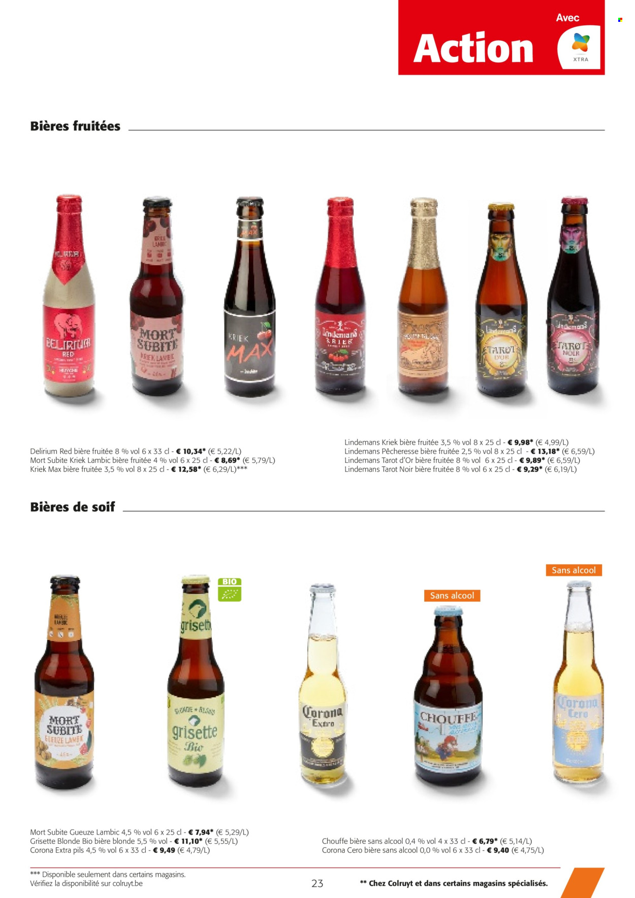 thumbnail - Catalogue Colruyt - 24/04/2024 - 07/05/2024 - Produits soldés - bière, bière blonde, Corona Extra. Page 23.
