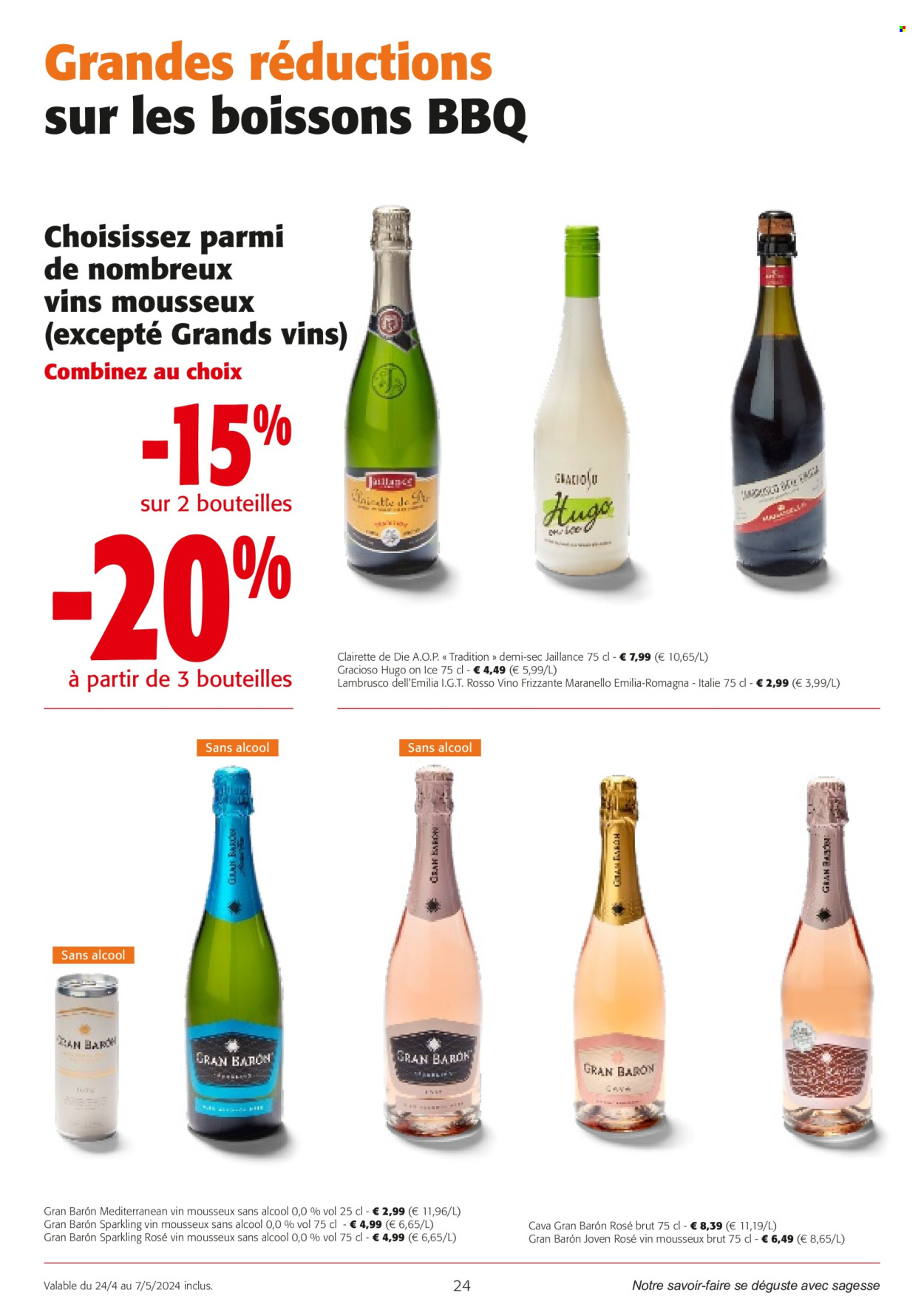 thumbnail - Catalogue Colruyt - 24/04/2024 - 07/05/2024 - Produits soldés - vin, alcool, vin pétillant, Lambrusco. Page 24.