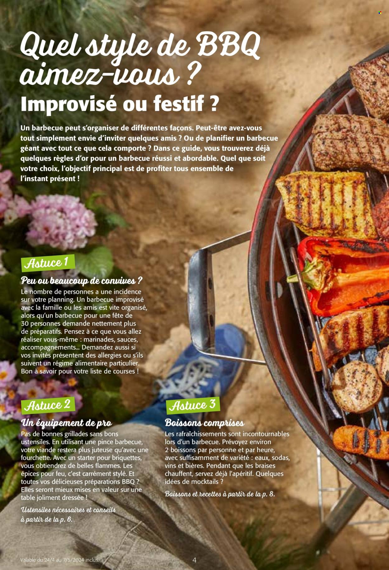 thumbnail - Catalogue Colruyt - 24/04/2024 - 07/05/2024 - Produits soldés - viande, épices, vin, alcool, fourchette, barbecue. Page 4.
