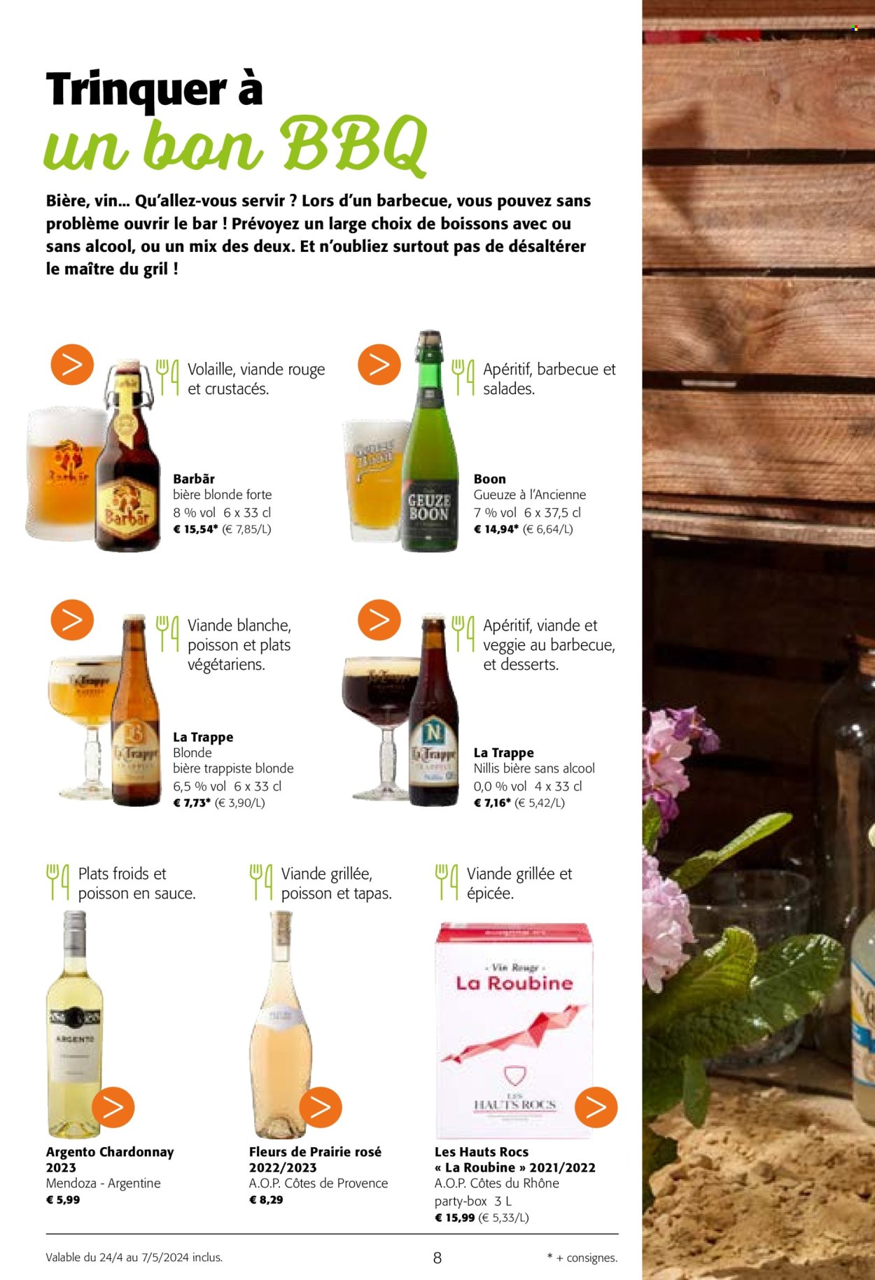 thumbnail - Catalogue Colruyt - 24/04/2024 - 07/05/2024 - Produits soldés - viande, poisson, Côtes du Rhône, vin rosé, vin, alcool, apéritif, bière, bière blonde. Page 8.