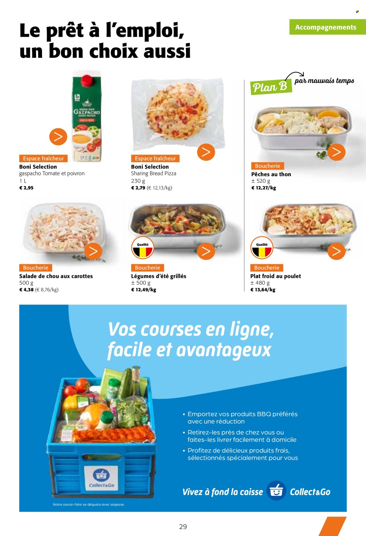 thumbnail - Catalogue Colruyt - 24/04/2024 - 07/05/2024 - Produits soldés - salade, poivrons, pêche, Boni, pizza. Page 29.