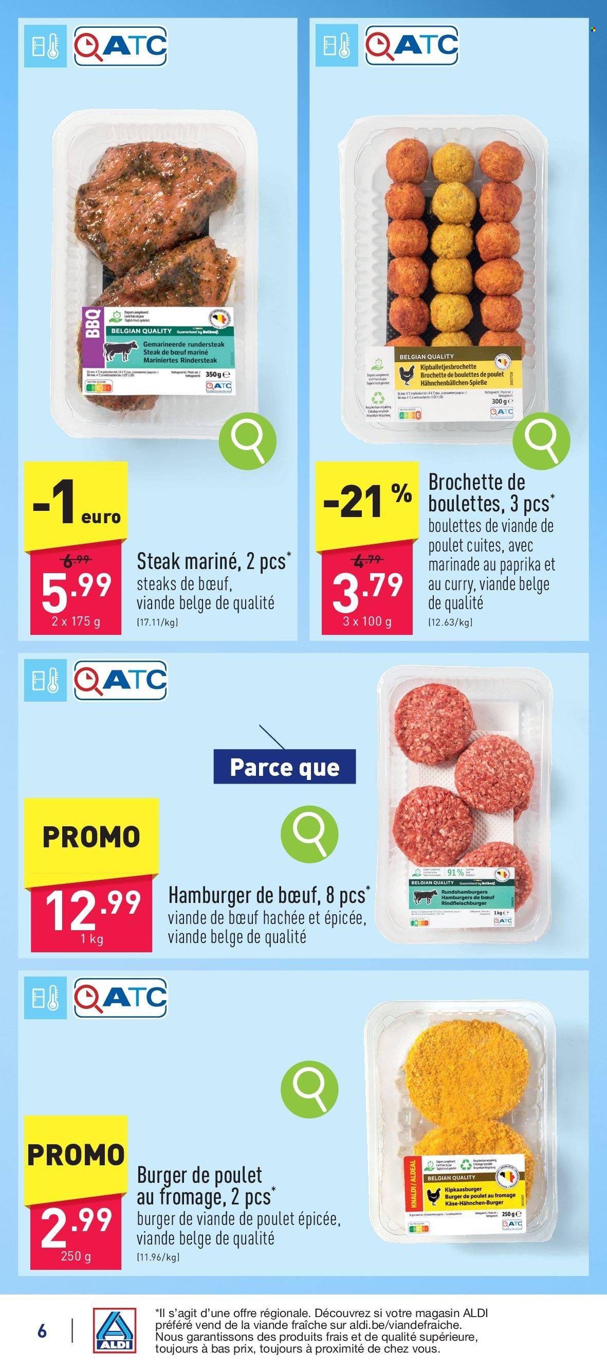 thumbnail - Catalogue ALDI - 27/04/2024 - 04/05/2024 - Produits soldés - steak, viande de poulet, viande boeuf, hamburger. Page 6.