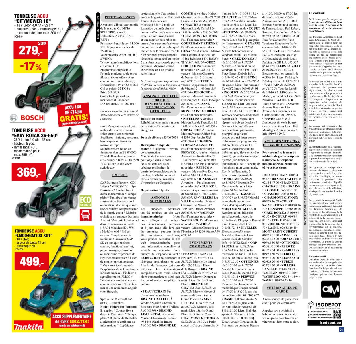 thumbnail - Catalogue Hubo - 24/04/2024 - 05/05/2024 - Produits soldés - climatiseur, tondeuse, établi. Page 19.