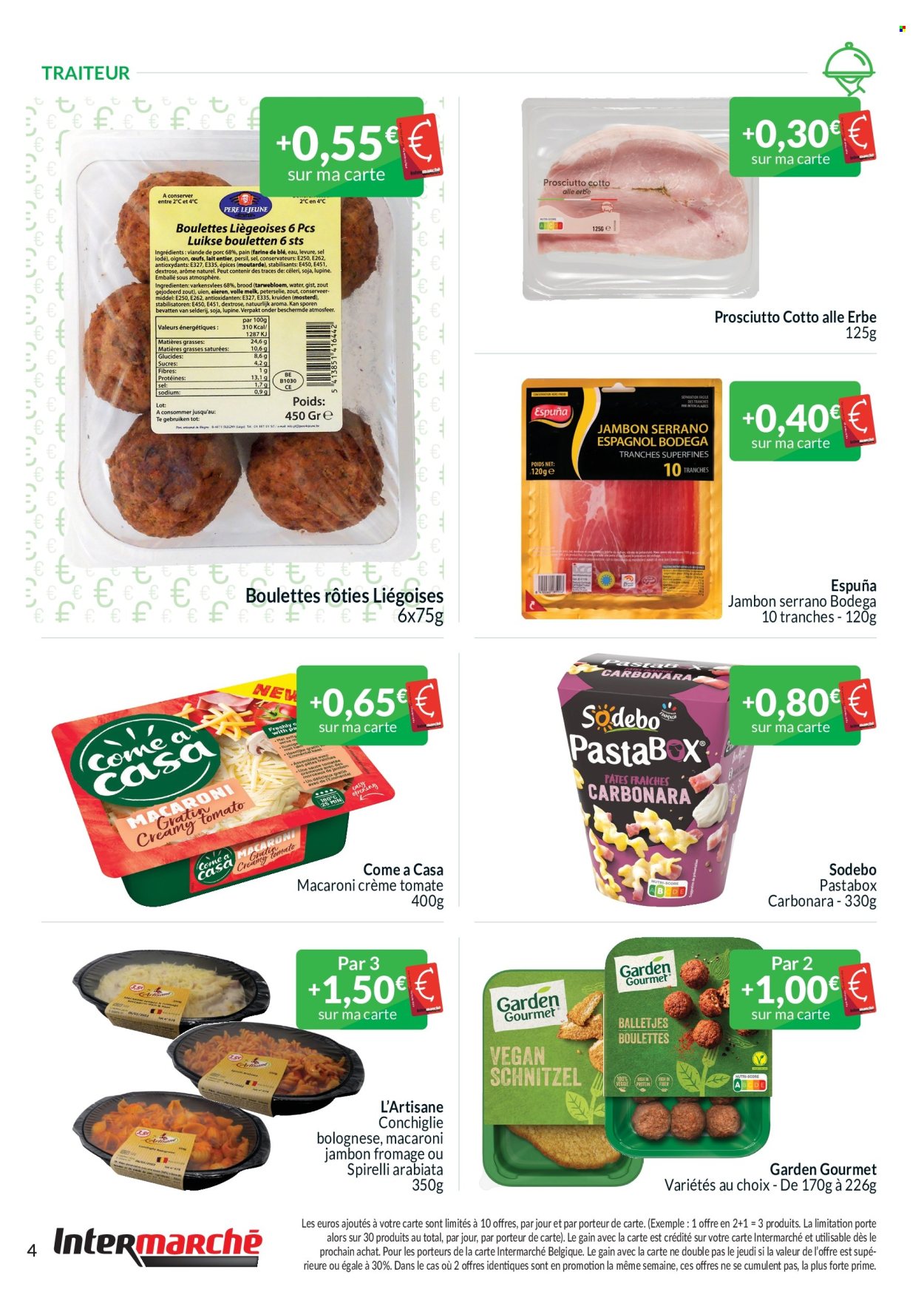 thumbnail - Catalogue Intermarché - 01/05/2024 - 31/05/2024 - Produits soldés - pâtes, Sodebo, macaroni, jambon sec, prosciutto. Page 4.