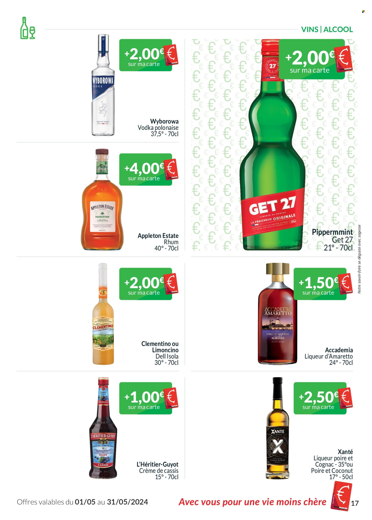 thumbnail - Catalogue Intermarché - 01/05/2024 - 31/05/2024 - Produits soldés - sirop, vin, alcool, cognac, vodka, rhum, liqueur. Page 17.