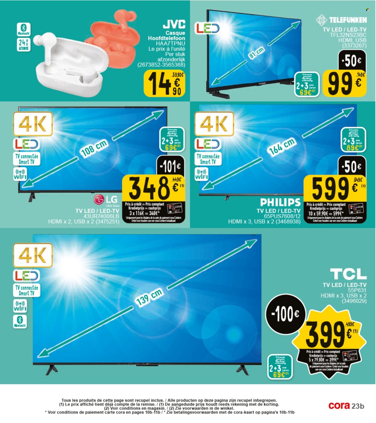 thumbnail - Catalogue Cora - 30/04/2024 - 13/05/2024 - Produits soldés - LG, téléviseur, téléviseur LED, smart tv, TCL, casque, Philips, LED tv. Page 36.