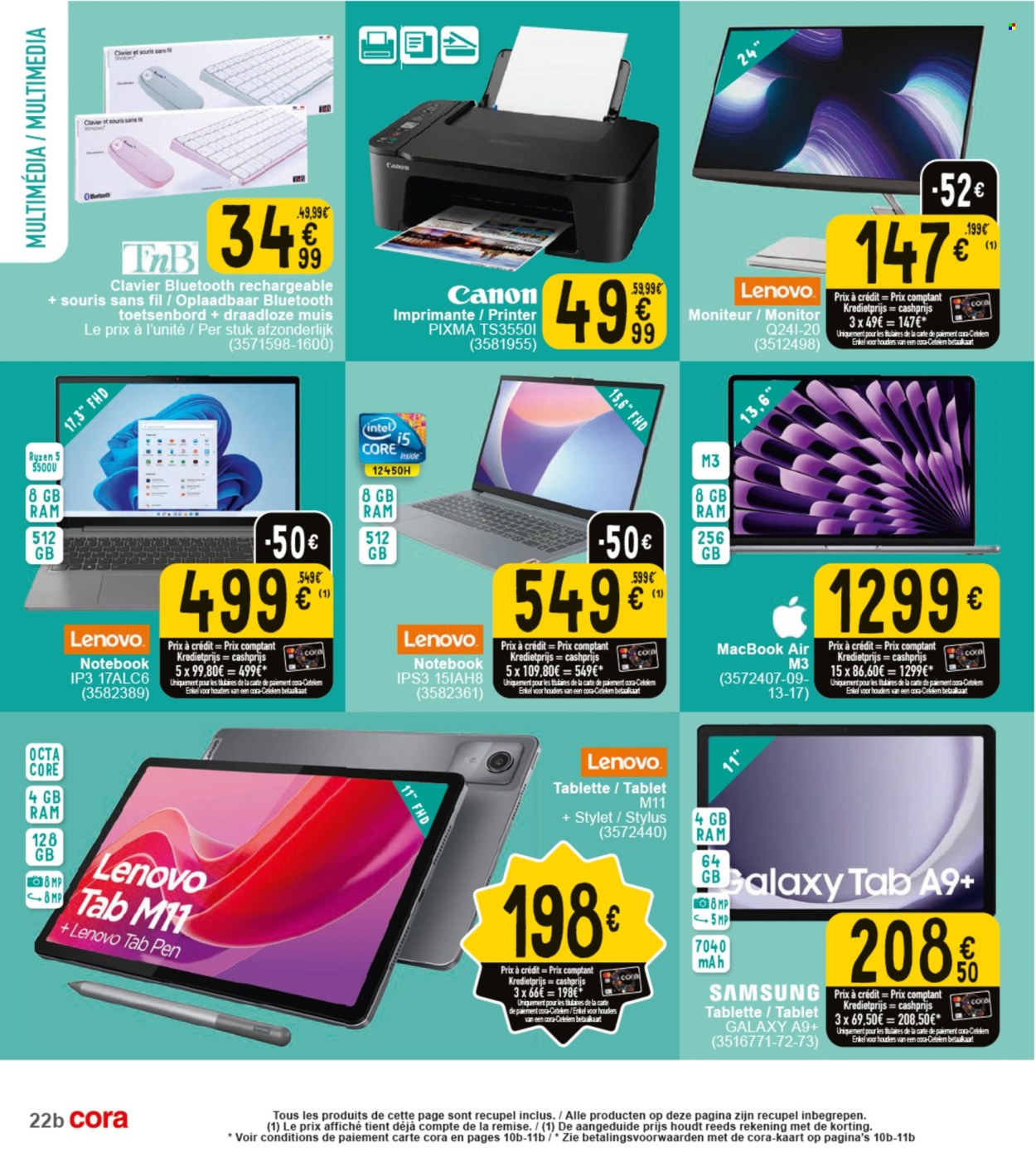 thumbnail - Catalogue Cora - 30/04/2024 - 13/05/2024 - Produits soldés - Samsung, MacBook, tablette, clavier, souris, souris sans fil, moniteur, Canon, imprimante, Lenovo. Page 37.