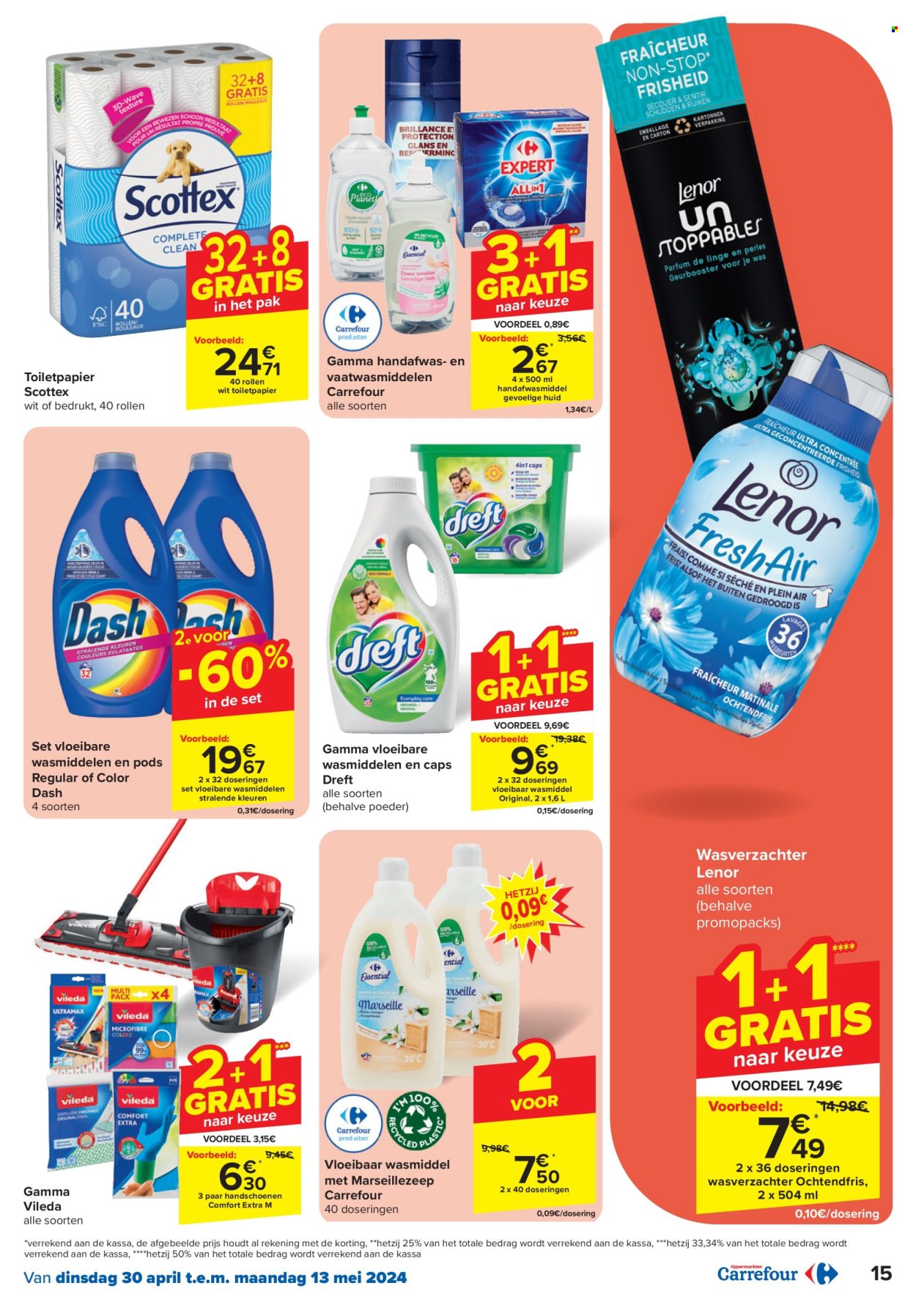 thumbnail - Catalogue Carrefour hypermarkt - 30/04/2024 - 13/05/2024 - Produits soldés - Vileda, Lenor. Page 15.