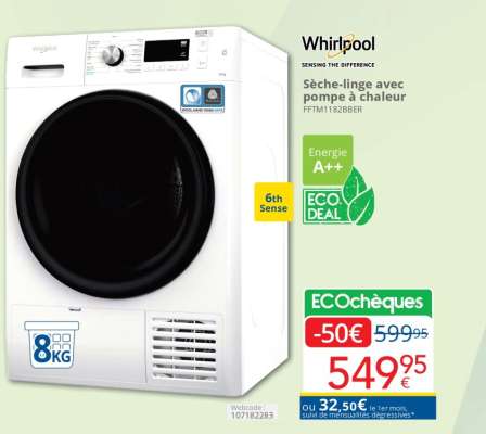 Whirlpool Sèche-linge avec pompe à chaleur