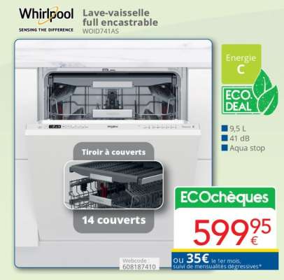 Whirlpool Lave-vaisselle full encastrable WOID741AS