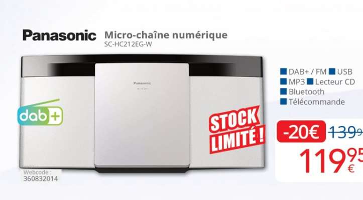 Panasonic Micro-chaîne numérique SC-HC212EG-W