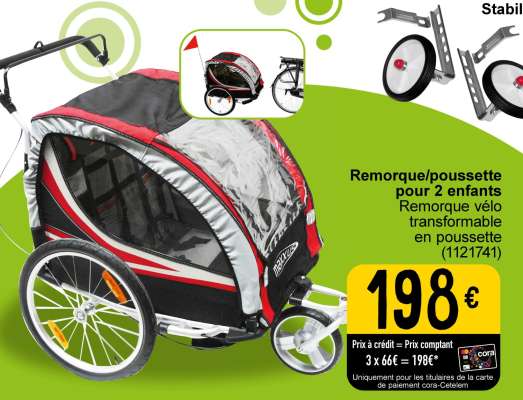 Remorque/poussette pour 2 enfants