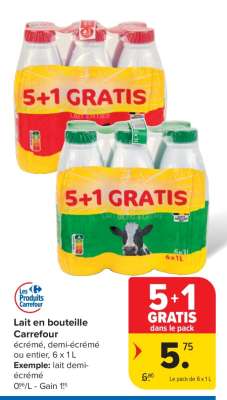 Lait en bouteille Carrefour