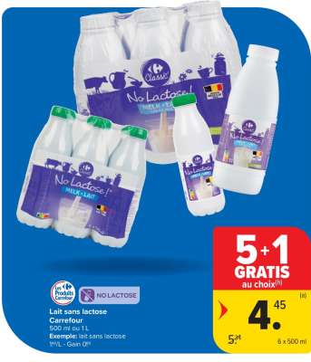 Lait sans lactose Carrefour