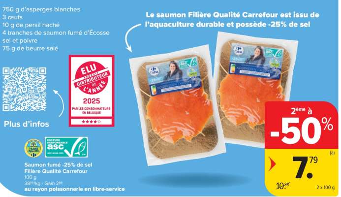 Saumon fumé -25% de sel Filière Qualité Carrefour